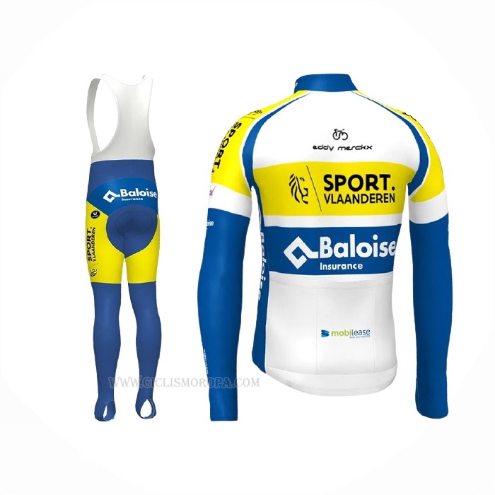 2021 Ropa Ciclismo Sport Vlaanderen Baloise Azul Amarillo Mangas Largas y Culotte Lunga